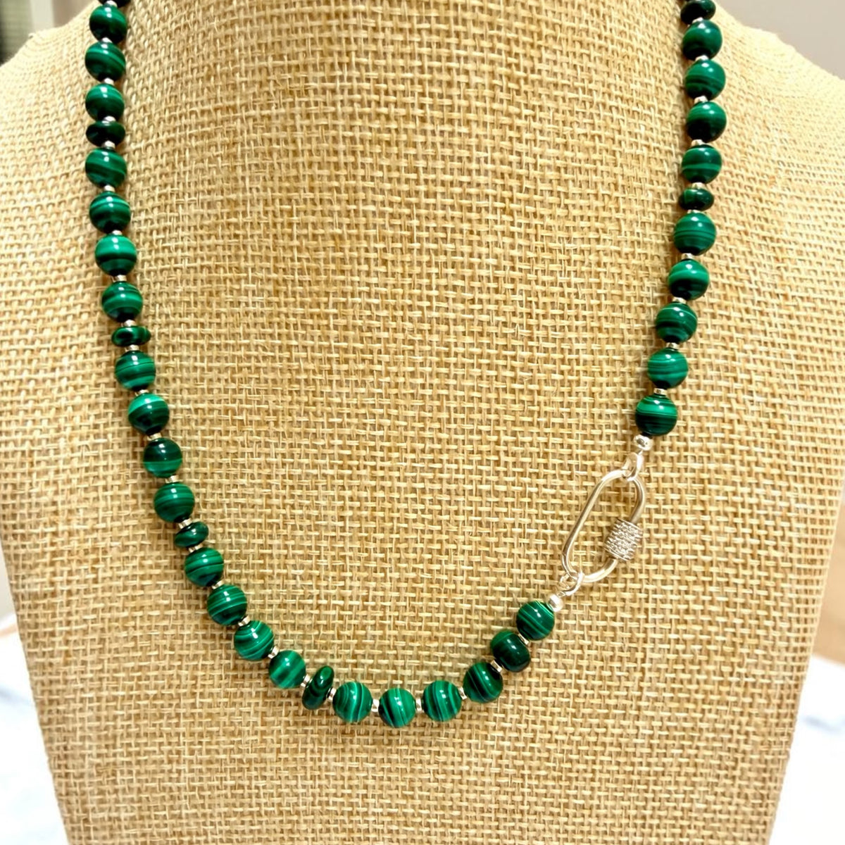 Kelly Malachite Beaded Necklace (Silver) - Transformation