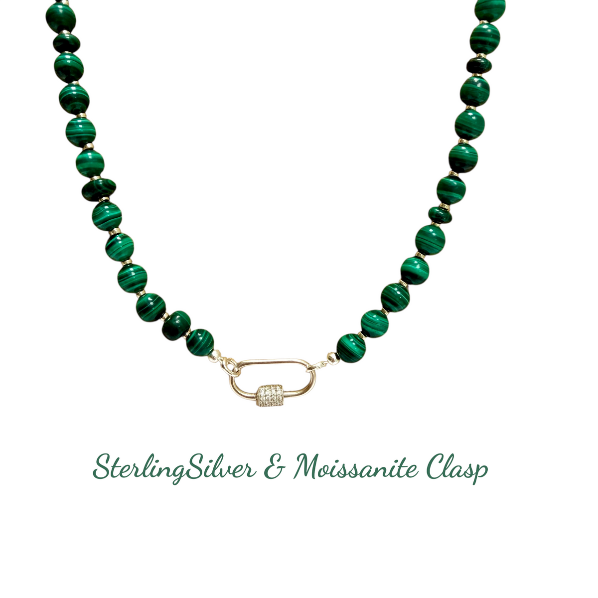 Kelly Malachite Beaded Necklace (Silver) - Transformation