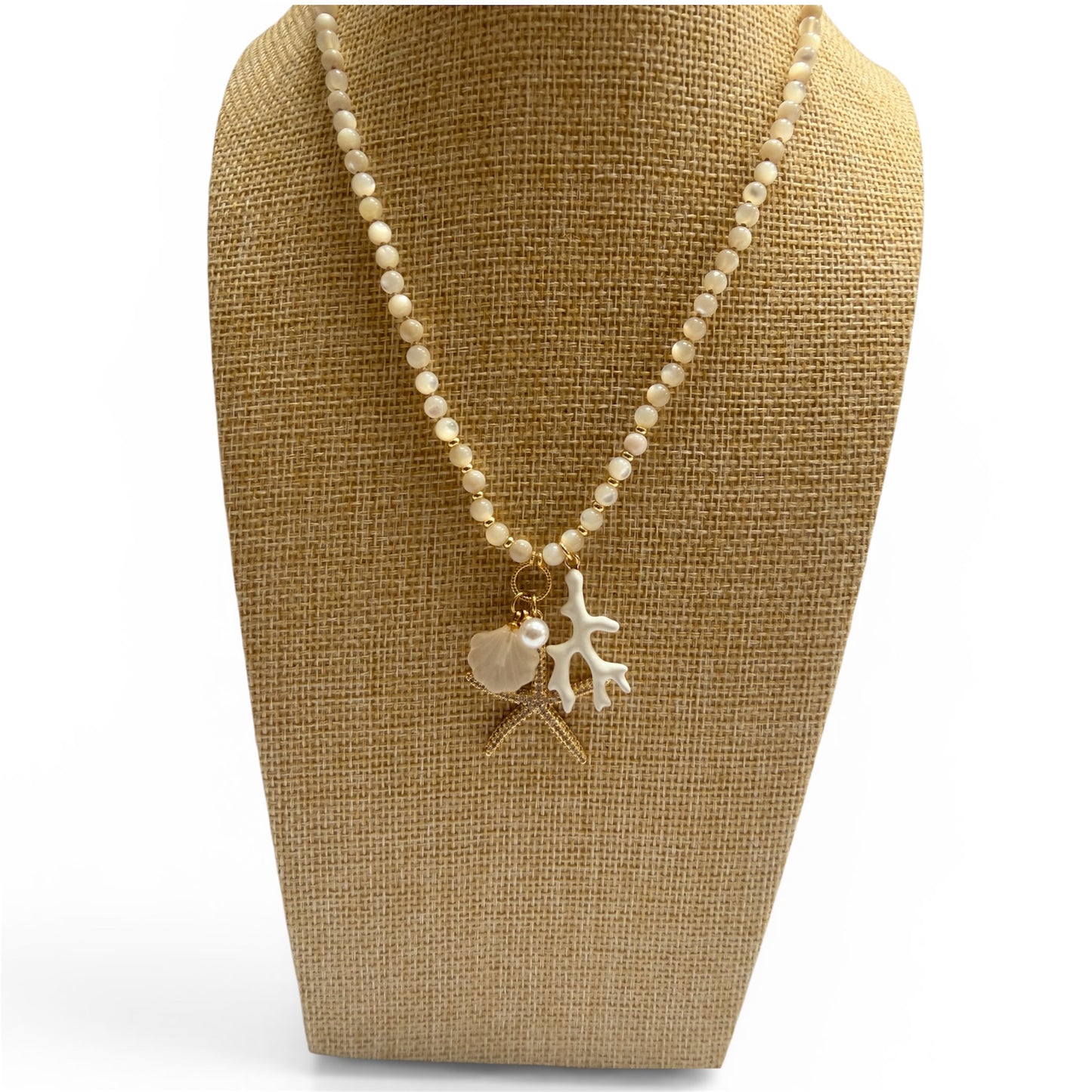CORALIA Pearl and Coral Charm Necklace