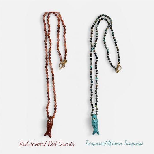 Faith Gemstone Fish Necklace - Prosperity & Abundance