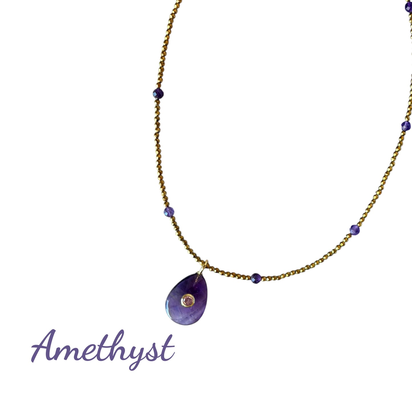 Luz Hematite and Gemstone Oval Necklace