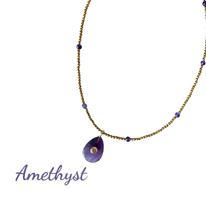 Luz Hematite and Gemstone Oval Necklace