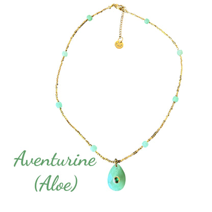 Luz Hematite and Gemstone Oval Necklace