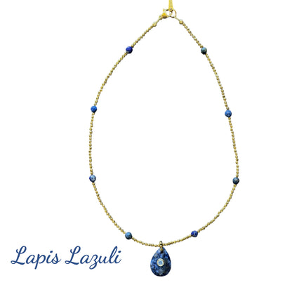 Luz Hematite and Gemstone Oval Necklace