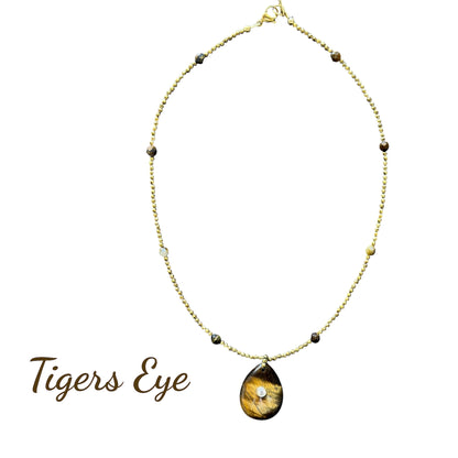 Luz Hematite and Gemstone Oval Necklace