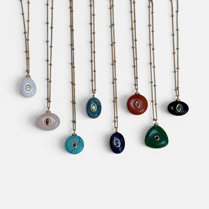 JOY - Dainty Gemstone Pendant Necklace
