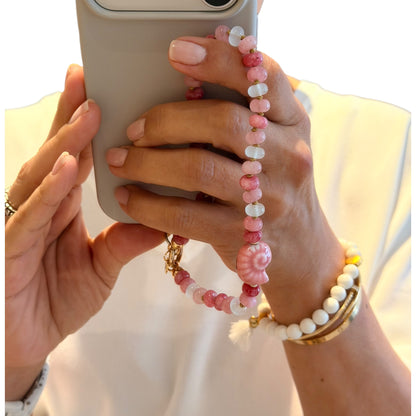 Mimi Sea Shell Beaded Phone Charm/Wristlet