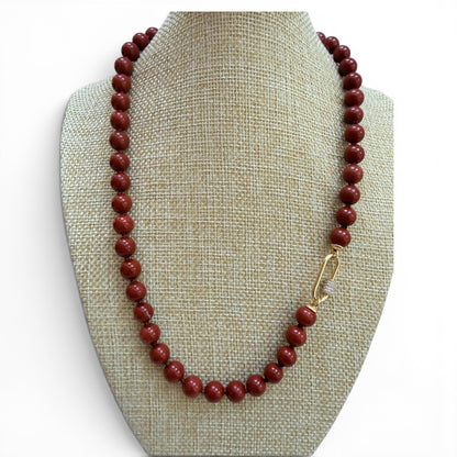 Red Jasper Beaded Necklace: Endurance & Nurturing