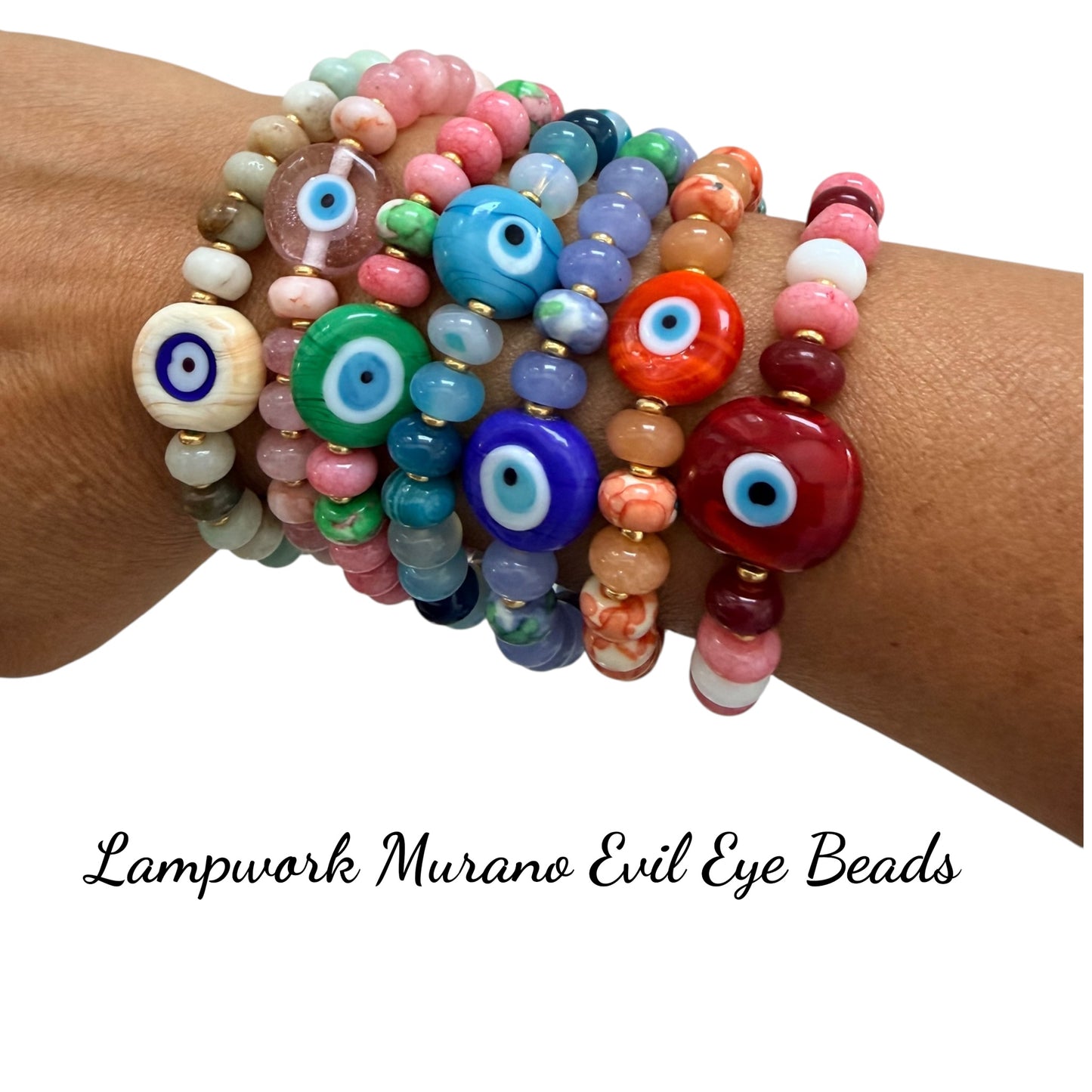 Rider Gemstone Candy Bracelet with Evil Eye