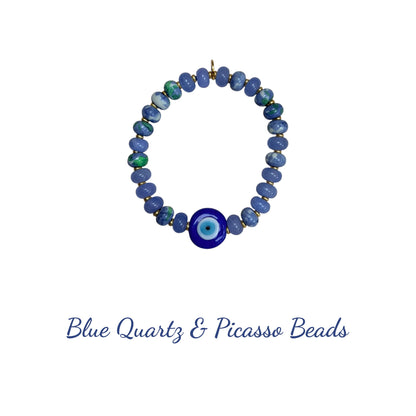 Rider Gemstone Candy Bracelet with Evil Eye