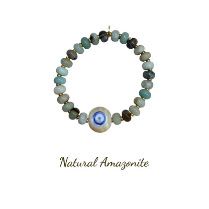 Rider Gemstone Candy Bracelet with Evil Eye
