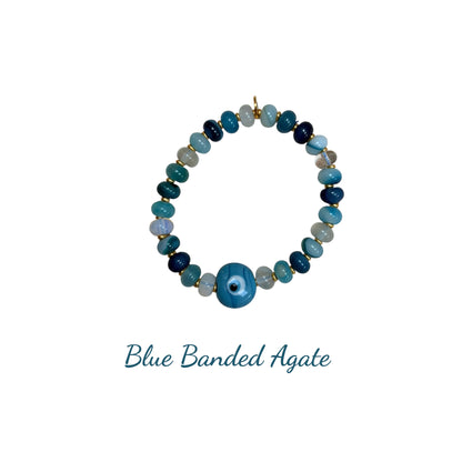 Rider Gemstone Candy Bracelet with Evil Eye
