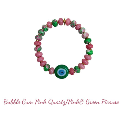 Rider Gemstone Candy Bracelet with Evil Eye