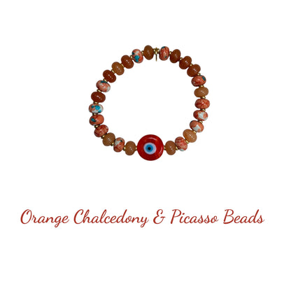 Rider Gemstone Candy Bracelet with Evil Eye