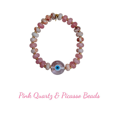 Rider Gemstone Candy Bracelet with Evil Eye