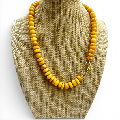 ANA-MARIA Yellow Beaded Opal Necklace with Charms