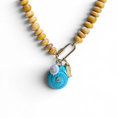 ANA-MARIA Yellow Beaded Opal Necklace with Charms